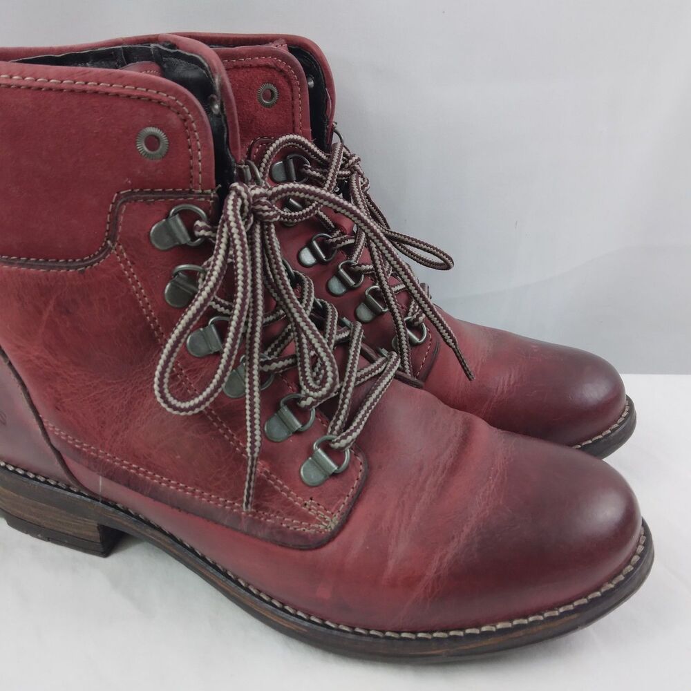 Taos Ringer Red Leather Lace Up Ankle Boots Boho Lagenlook Womens US 7-7.5 EU 38 - Picture 3 of 15
